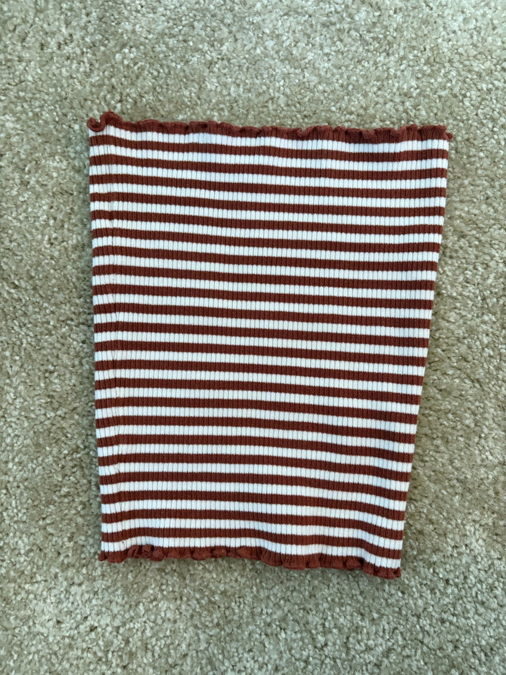 Striped brown and White Ribbed tube top